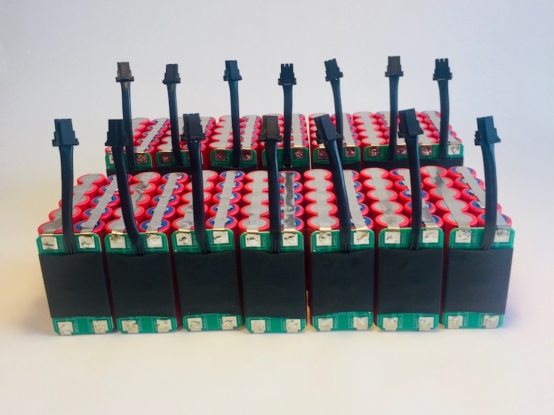 Lithium battery packs under construction